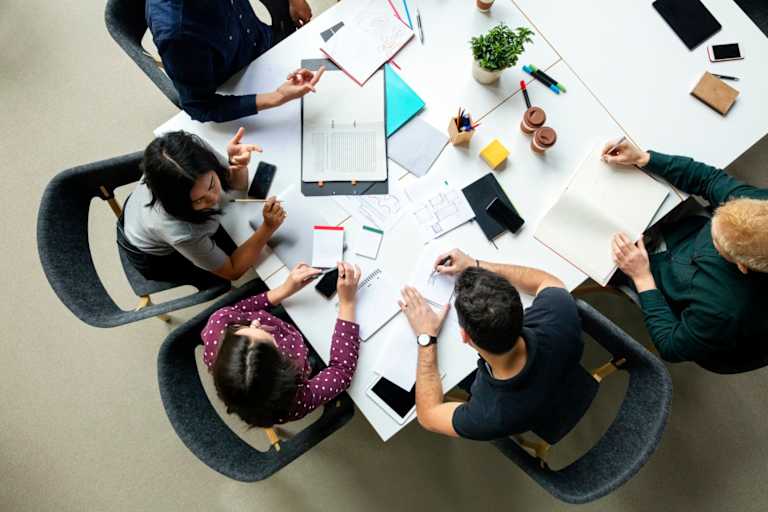 Psychology undergraduate students working together on a project