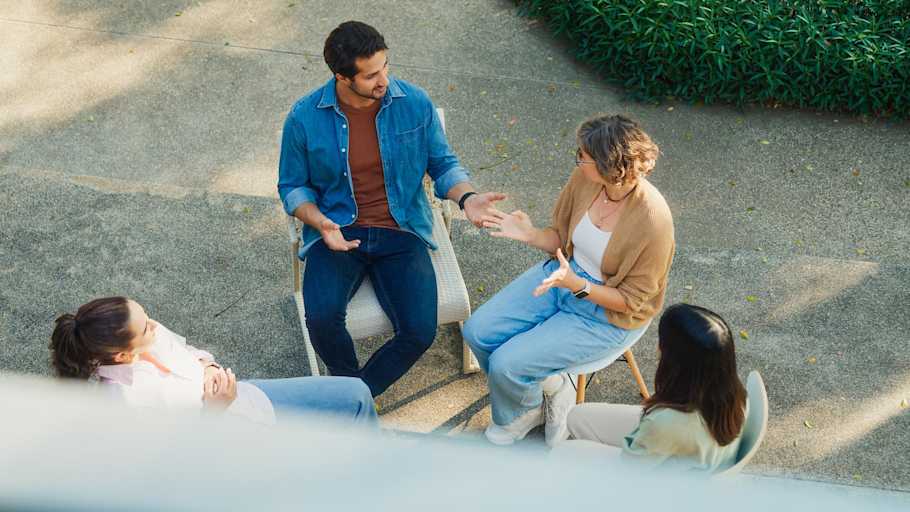 Group therapy session outside
